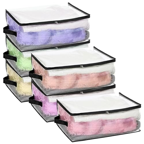 6Pcs Clear Blanket Storage Bags with Zipper, Plastic Storage Bags for Closet Clothes Comforter Toys Sweaters Bedding, Bed Sheet Organizers (35L, 9.5 Gallons)