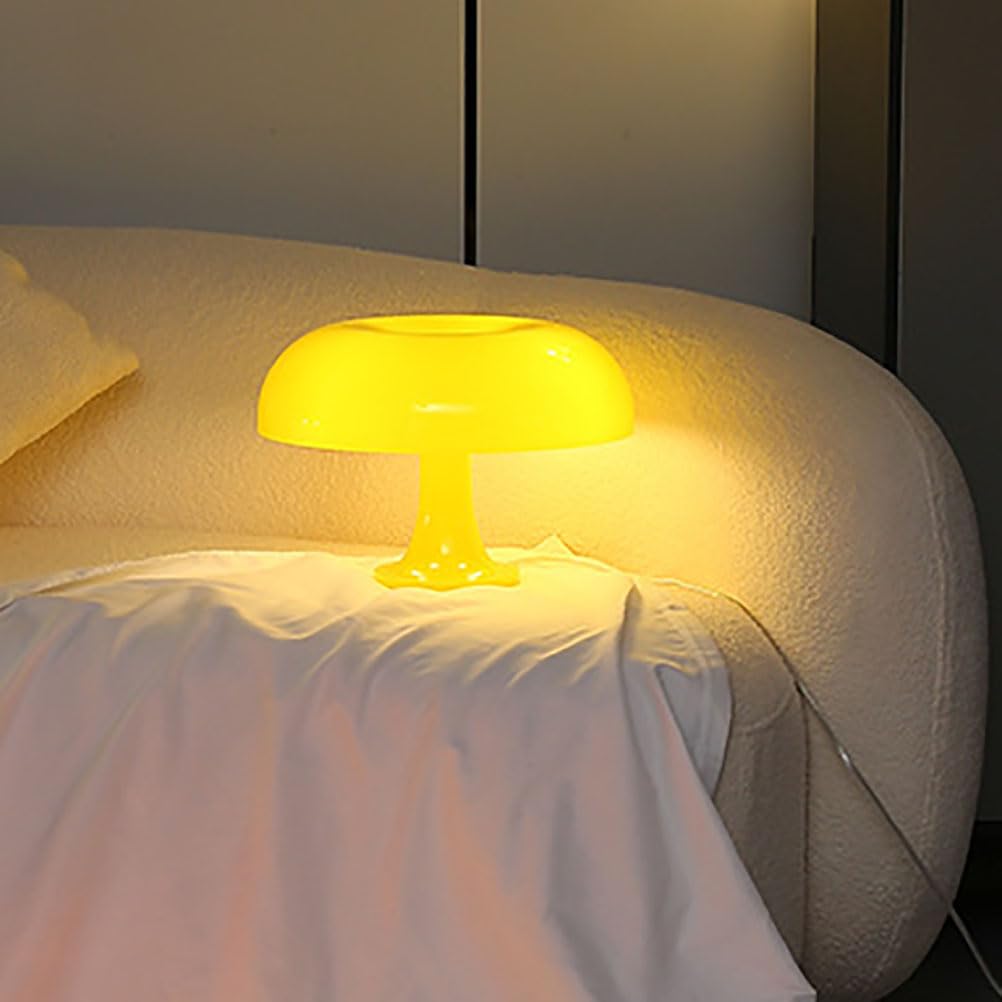 Pilz Tischlampe LED Pilz Tischleuchte Yellow Mushroom Lamp Dimmbare mit USB Kabel 3000K-6000K Pilz Lampe Nachttischlampe Retro Schreibtischlampe für Schlafzimmer Wohnzimmer Bars Dekor