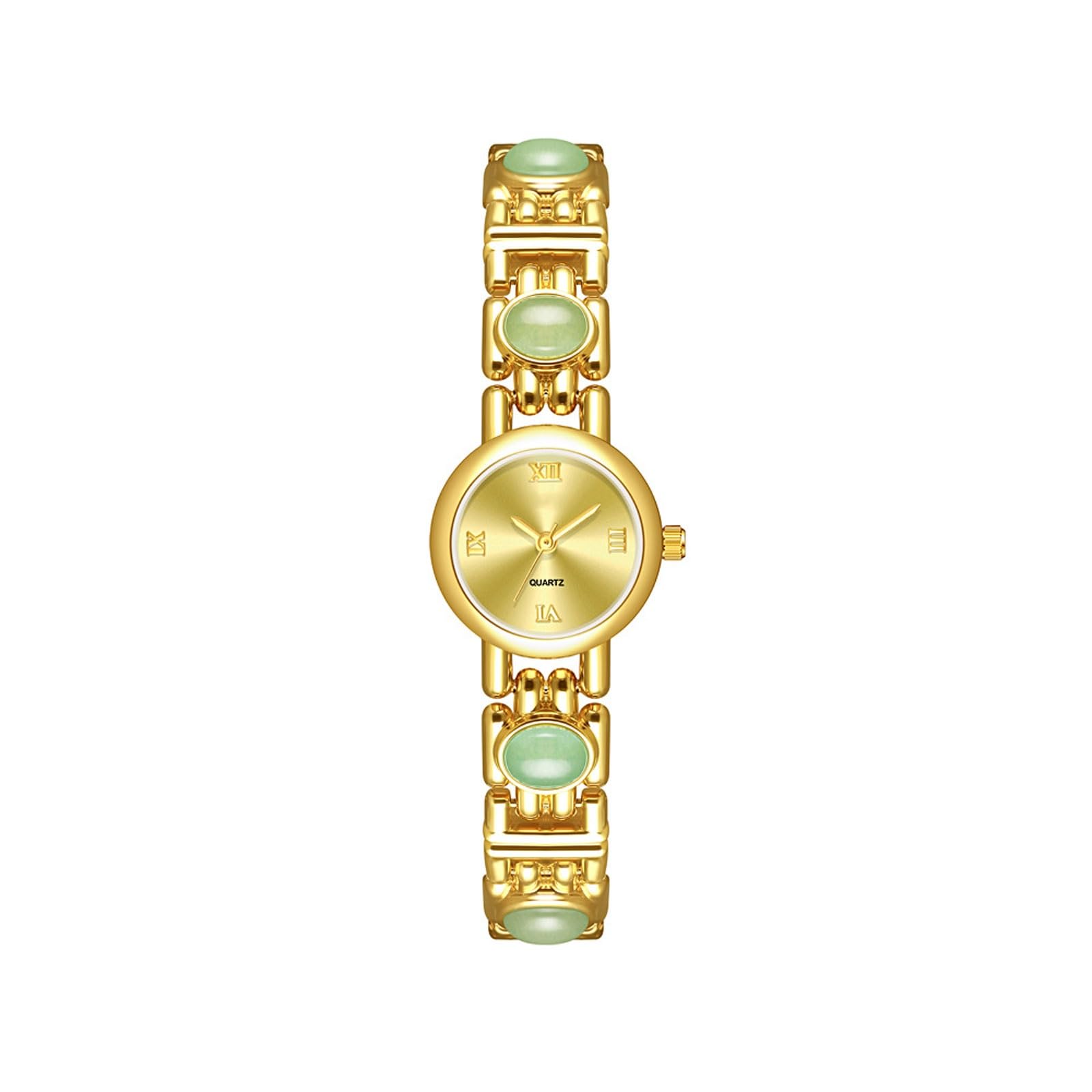 Orologio da polso vintage, impermeabile, con avventurina naturale, rotondo, al quarzo, adatto per fidanzata e moglie