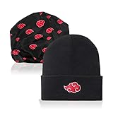 Silky Anime Beanie Hat Winter Caps for Men and Womens Beanies, Cuffed Knit Graphic Beanie, Comfy and Soft Embroidered Anime Hat, Black Akat