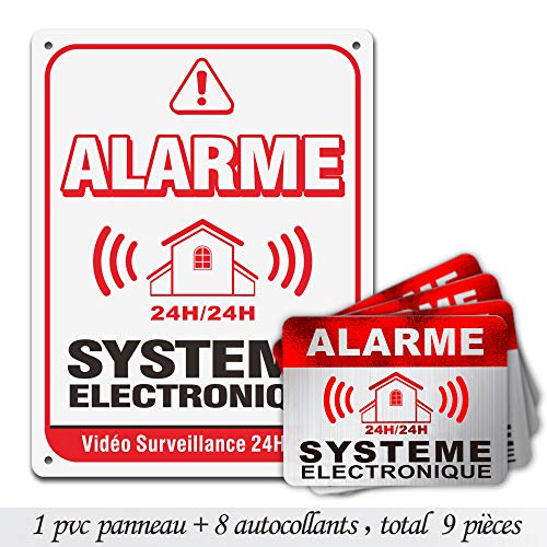 Preisvergleich Produktbild Alarmanlage Aufkleber -Alarmgesichert Haus alarmaufkleber -überwacht Einbruch Edelstahl-Look, 80 x60 mm 12-Stück