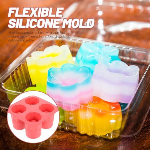 Molde para cubitos de hielo flexible de silicona roja miniatura 3
