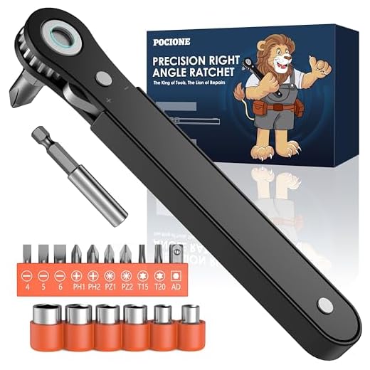 Right Angle Screwdriver Mens Gifts - 90 Degree Offset Ratcheting Screwdriver Pocket Mini Low Profile Ratchet Wrench Bit Socket Set for Tight Space Cool Gadgets EDC Gear Tool Stocking Stuffers for Men