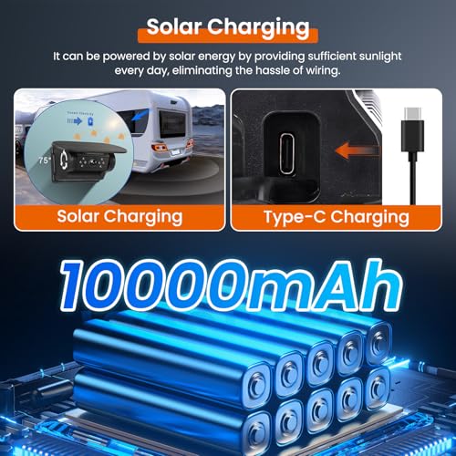 Image of Wireless Backup Camera Solar WiFi - Magnetic Ease of Use Hitch Trailer Truck Clear Night Vision No Lag Rechargeable Rear View Camera Car RV Camper Steady Connection to Phone