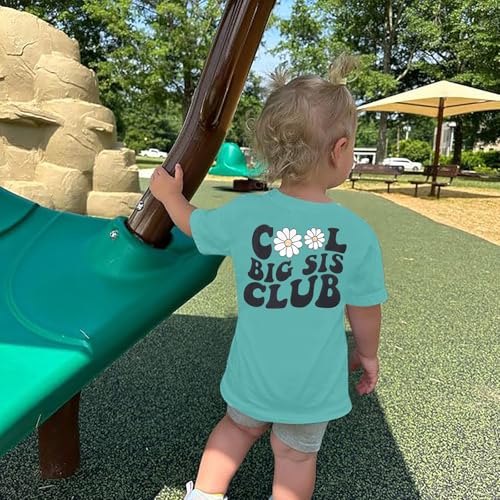 Image of LOTUCY Big Sister Shirt for Toddler Girls Cool Big Sis Club Tshirt Promoted to Big Sister Announcement Outfits