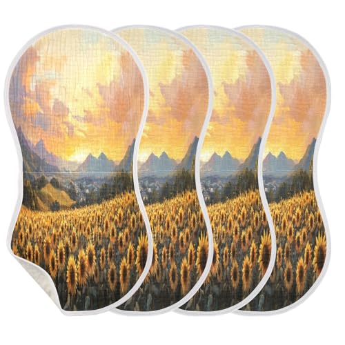 JUZIHAI 1Pack Beautiful Sunflowers Baby Burp Cloths Soft Cotton Burp Rags,Super Absorbent Burp Cloth Bag for Newborn Baby Boys/Girls3