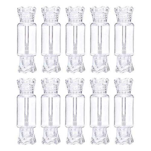 ORYOUGO Set of 10 Clear Candy Shape Lip Gloss Tubes Plastic Refillable Lip Balm Travel Vials 9ml / 0.3oz DIY Lipstick Sample Container