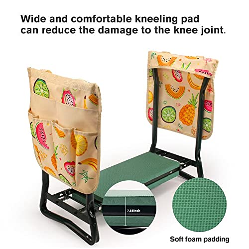VStoy Garden Kneeler and Seat Heavy Duty Gardening Bench for Kneeling,Sitting Folding 2 in 1Chair and Stool,Outdoor Knee Pads for Women/Men Floor Work Gifts, Free 2 Tool Pouch & Waterproof Gloves.