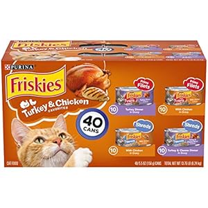 Purina Friskies Gravy Wet Cat Food Variety Pack, Prime Filets & Shreds Turkey & Chicken Favorites – (40) 5.5 oz. Cans