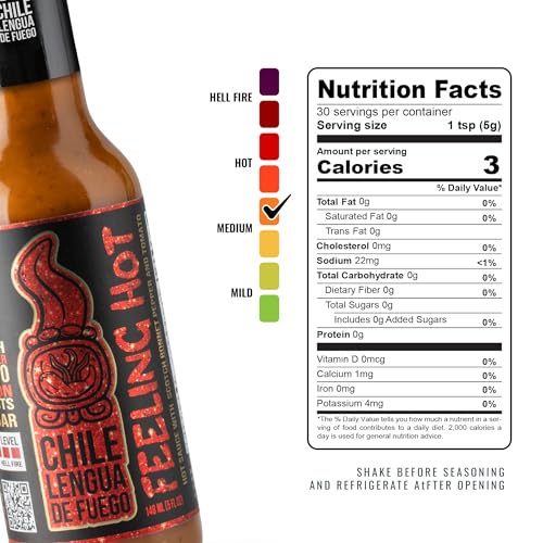 Image of Chile Lengua de Fuego Feeling Hot - Everyday Table Hot Sauce, Tomato & Scotch Bonnet, Smooth Savory Medium, 5 oz Bottle (Pack of 1)