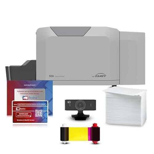 Bodno Seaory S28 Dual Sided ID Card Printer & Complete Supplies Package ID Software and Camera - Gold Edition