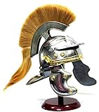Roman Centurion Medieval Helmet Officer Armor Warrior Helmet Leather Liner with Yellow Plume Rustic Vintage Home Decor Gifts