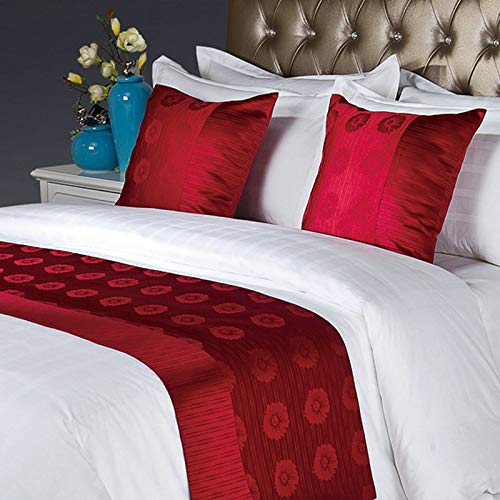 QCQZP Bed Runner Hotel Supplies Chinese Style Retro Elegant Bed Flag Hotel Supplies Bed Flag Bed Scarf, Big red, 2.0 m Bed - Bed Flag