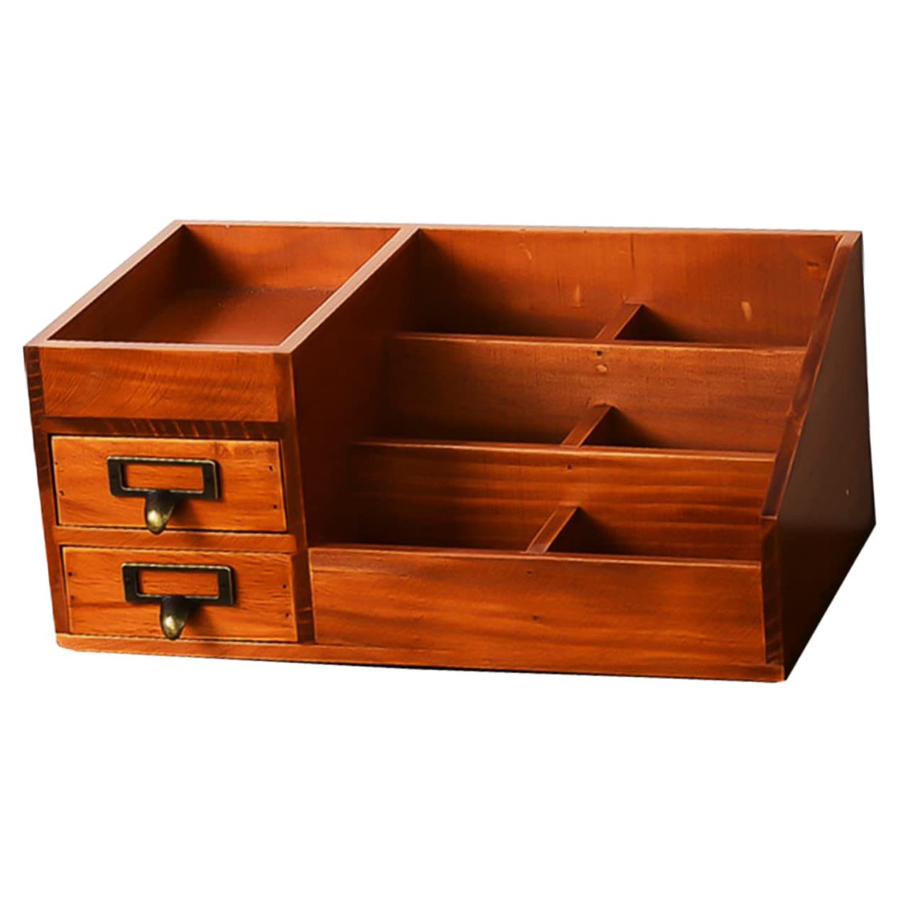 Schminkorganizer Holz mit 6 Fächern und 2 Schubladen, Tischablage