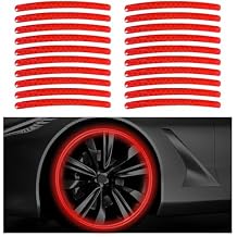 Yourkar 20 PCS Car Wheel Reflective Stickers, Anti-Scratch Night Safety Warning Tape Stripe Sticker, Exterior Fluorescent Decorative Tire Rims Decal for Vehicles, Car Accessories Red
