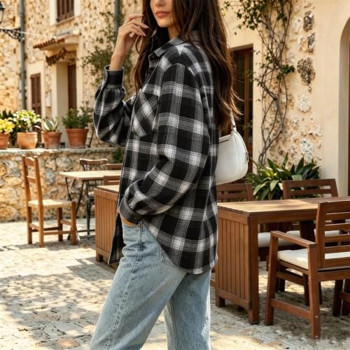Flannel Shirt Women Plaid Button Down Lightweight Casual Top with Pockets - image 6