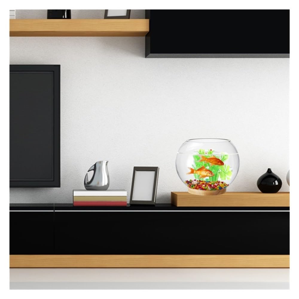 Aquarium Rundes, verdicktes, transparentes Glas-Aquarium for den Schreibtisch, rund, Goldfisch-Aquarium, dekoratives Wohnzimmer-Ornament(30cm)