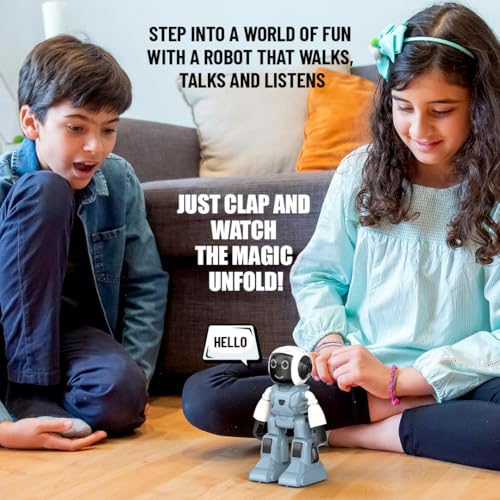 Image of Mirana Moonwalker | Smart Interactive Chat-GPT AI Robot Toy for Kids | USB Rechargeable Type-C | AR Games & In-Built Bluetooth Speaker | Remote & App Controlled | Gift for Boys & Girls 2+ Years (Grey)