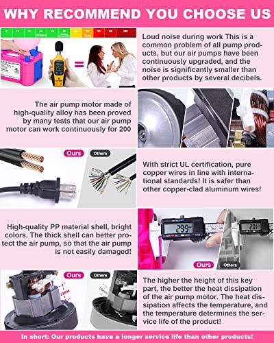 Kusamue Electric Balloon Pump, Quick Inflation Dual Nozzle Balloon Blower Portable Air Balloon Pump Balloons Inflator For Kids Party Decoration (Rose Red) #TOP5