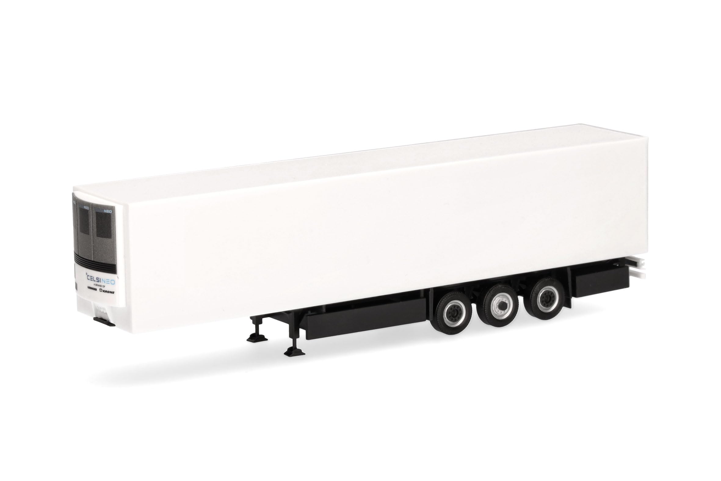 herpa Remorque frigorifique Krone E-Trailer 3 essieux, Blanc, Miniature à l’échelle 1:87, pièce de Collection, fabriqué en Allemagne, Plastique