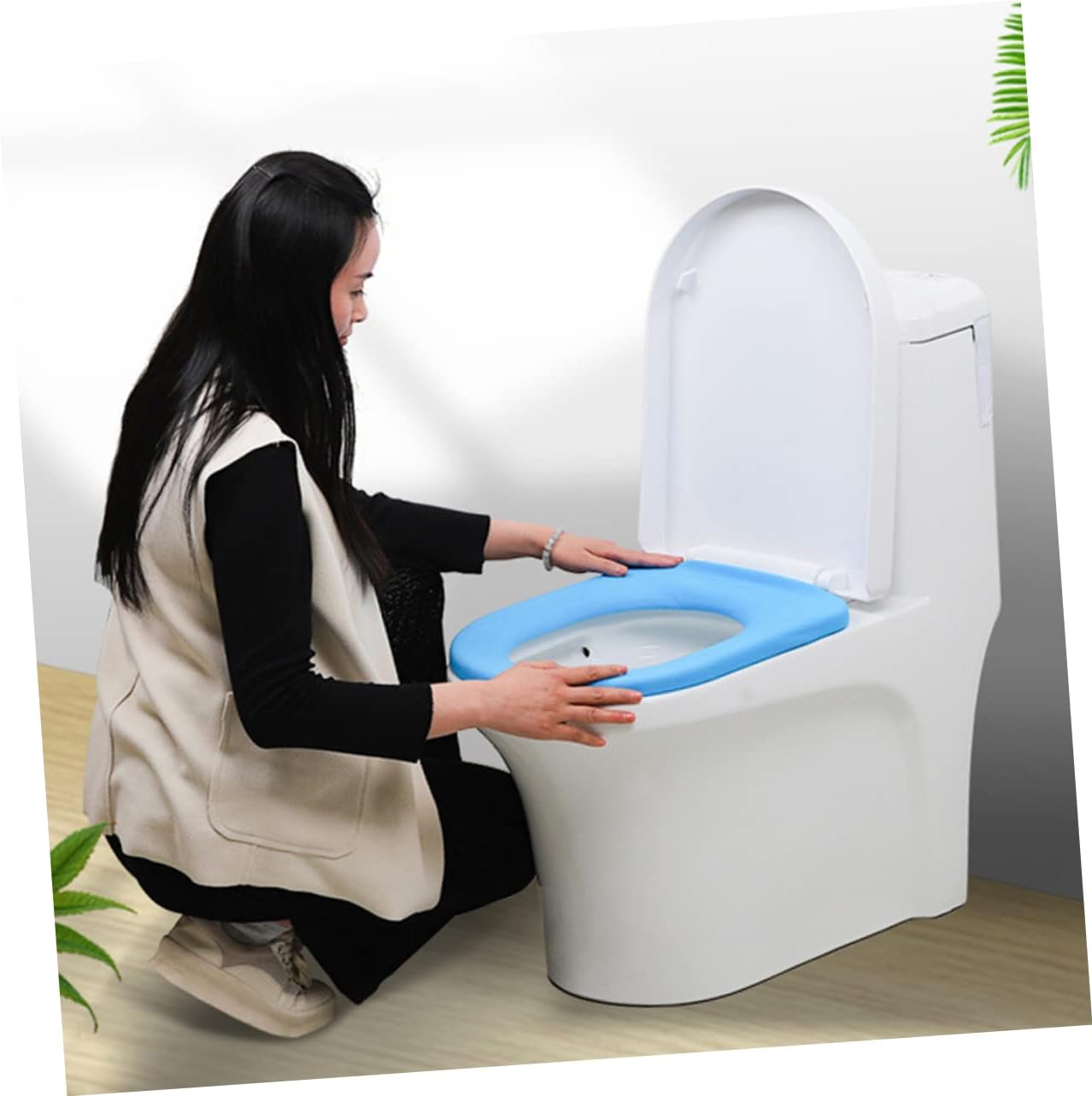 8pcs Disposable Breathable Toilet Seat Covers Sky Blue Toilet Accessories Comfortable and Protective Mats for Home Use