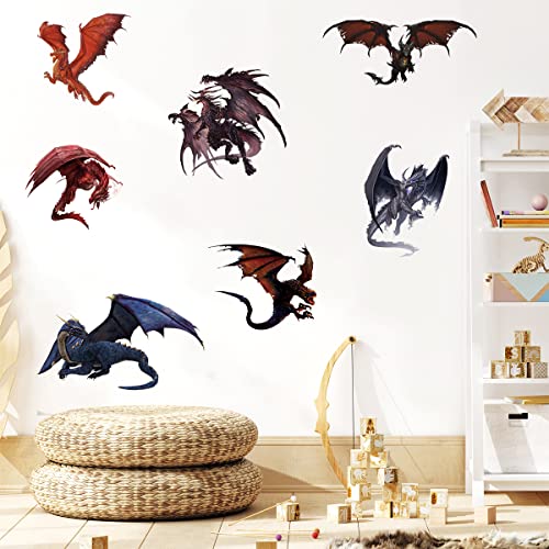 Vinilos decorativos 3D dragones antiguos 8 piezas miniatura 7