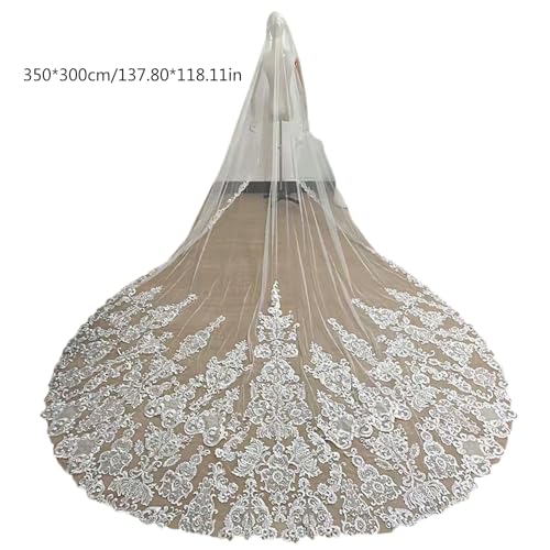 Voile de mariage cathédrale avec peigne invisible pour coiffure intacte