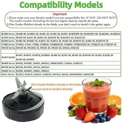 Ninja Blender Replacement Parts, Extractor Blade Assembly 7 Fins, Compatible with Ninja Blenders Auto iQ BL480 BL482 BL642 BL682 NN102, Ninja blades replacement (2-Pack 7-Fin Ninja Blades)