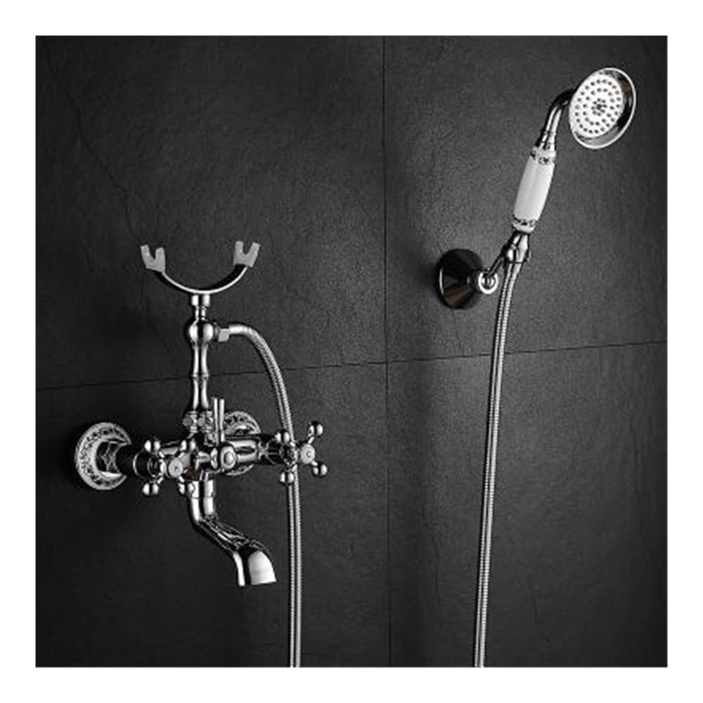 Robinet mitigeur de salle de bains mural XT359 et ensemble de douche à main avec double poignée