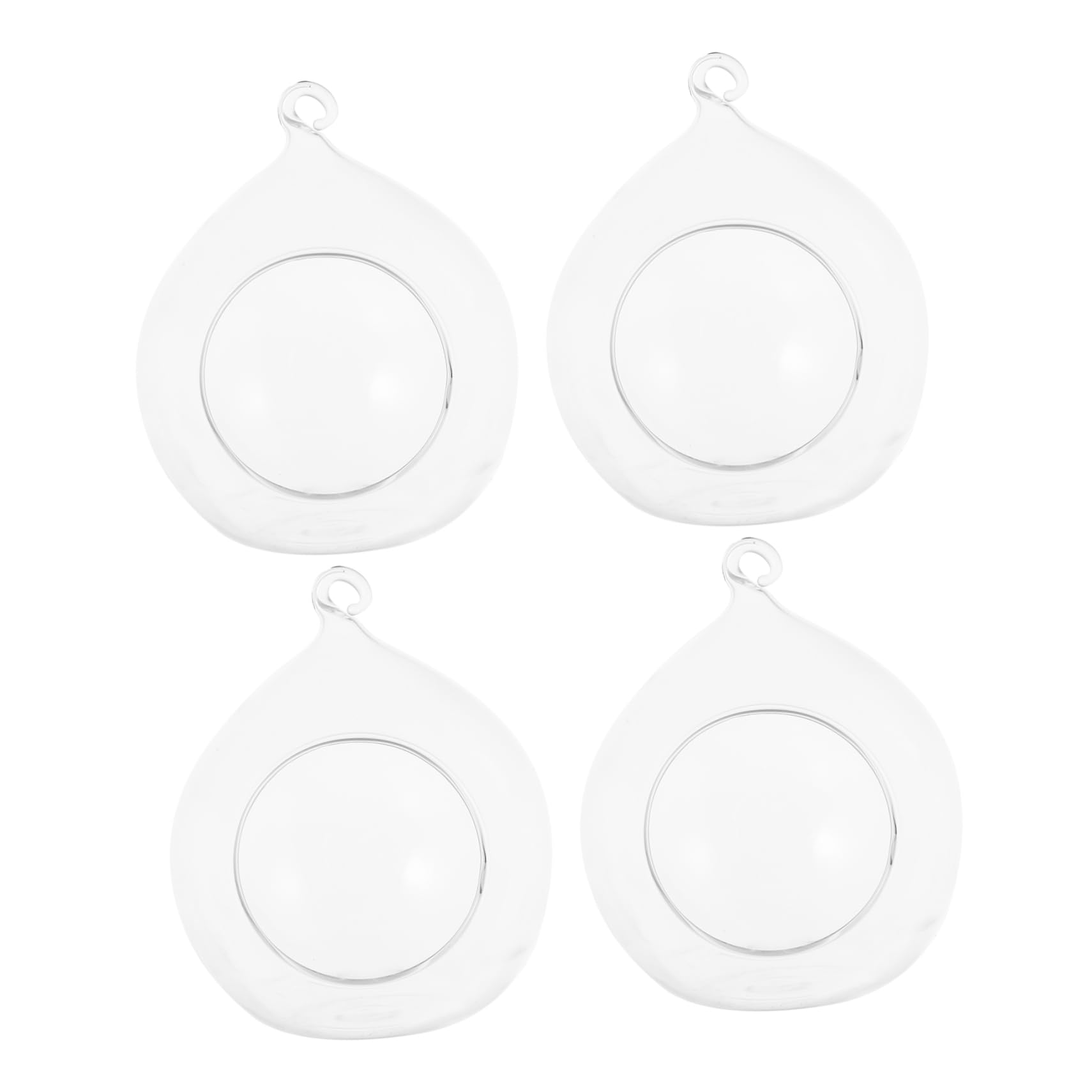 Lot de 4 pots de fleurs artistiques ronds en verre pour décoration de la maison - Design unique pour l'intérieur et l'extérieur - Parfait pour la décoration de jardin