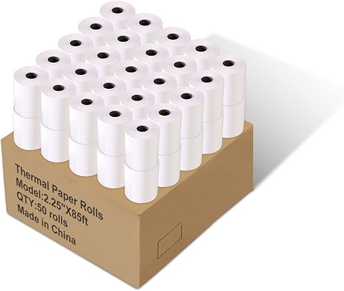 Immuson Papel térmico para recibos de 2 14 pulgadas x 165 pies, papel de recibo de POS para caja registradora (50 rollos)