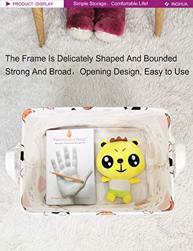 Image of Rectangular Storage Basket Fabric Organizer Bin for Toys,Books,Clothes,Gifts,Pets-Perfect for Home,Office,Nursery,Dorm,Shelf(Rec ball game)