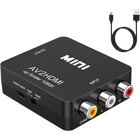 ABLEWE RCA to HDMI,AV to HDMI Converter, 1080P Mini RCA Composite CVBS Video Audio Converter Adapter Supporting PAL/NTSC for TV/PC/ PS3/ STB/Xbox VHS/VCR/Blue-Ray DVD Players
