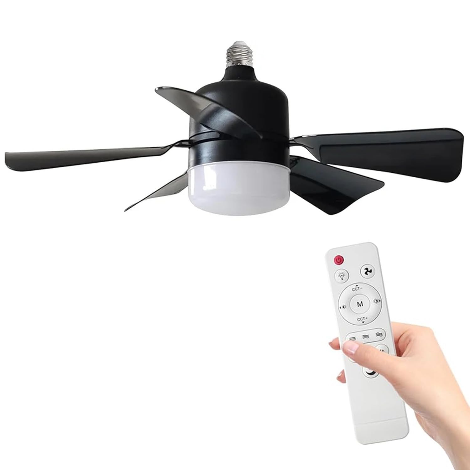 Ceiling Fans with Lights, 30W E27 Ceiling Fan Lights with Remote Control, 3 Speeds & Stepless Dimmable 3000K-6500K, Timer and Ultra-Quiet, Smart Modern Fan Light for Bedroom, Living Room (Black)
