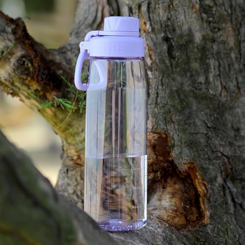 Image of 32oz Clear Water Bottle - BPA-Free Tritan Plastic, Fast Flow Spout Lid, Wide Mouth & Leakproof Design Hiking Water Bottle Suitable for Travel, Outdoors, Gym, Travel, Home, School(Light Purple)