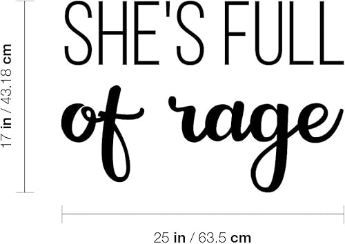 Miniatura 3 de Adhesivo decorativo de vinilo para pared, diseño de She's Full of Rage, 17 x 25 pulgadas, diseño de cita inspiradora de moda para niñas, hogar,