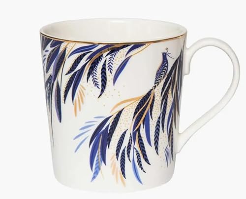 Sara Miller London Anniversary Mug, Feather Tail Embellished with 22-Carat Gold Detailing