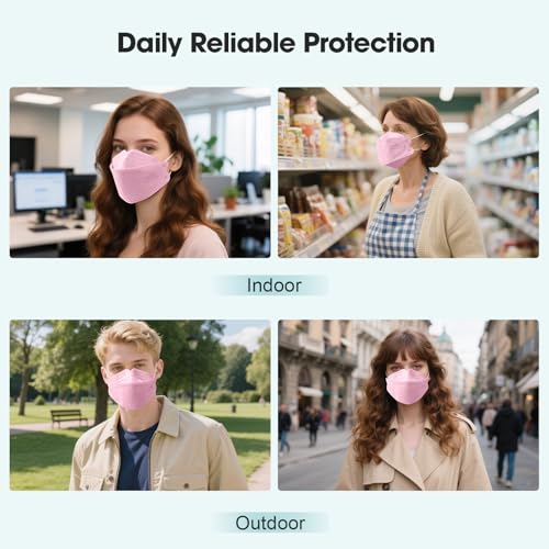 Image of LEMENT KN95 Face Masks - 100 Pack Breathable Comfortable Disposable Masks For Adult, Filter Efficiency≥95%, Elastic Ear Loops, 5 Colors