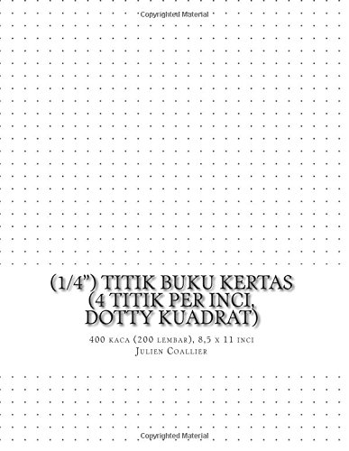 (1/4") Titik Buku Kertas (4 titik per inci, dotty kuadrat): 400 kaca (200 lembar), 8,5 x 11 inci