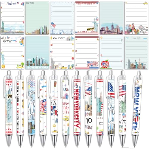 Wxiben New York Stick Notes with Pens 24 Pcs NYC Notepads City Tr...