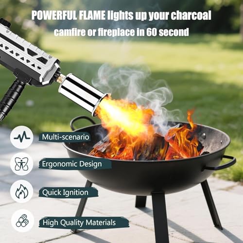 Image of ARTFLAMM Torch Gun with Propane Refill Adapter - Powerful Grill & Cooking Torch - Culinary Blow Torch Sous Vide - Adjustable Flamethrower for BBQ, Campfire, Charcoal Wood(Tank Not Included)