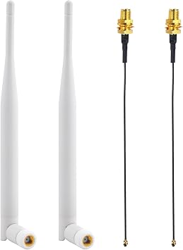 External Smart Bird Feeder Replacement Kit 4-Pack, 2 x 2.4Ghz WiFi Antenna RP-SMA Male 3dBi Foldable Antenna,2 x 6.7in MHF1 Cable to Increase WiFi Range, for NETVUE Birdfy Other Bird Feeder