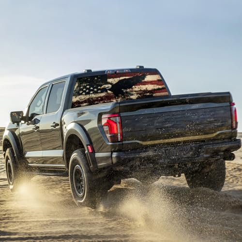 Image of Rear Window Decals for Trucks - 65x17.3 in Back Window Decals Fit Most Pickup Trucks SUV, Vinyl American Flag Back Window Decal for Car Personalized Decoration