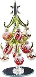 LSArts Glass Christmas Tree with Ornament Balls, Red, 6 Inch, Gift Box
