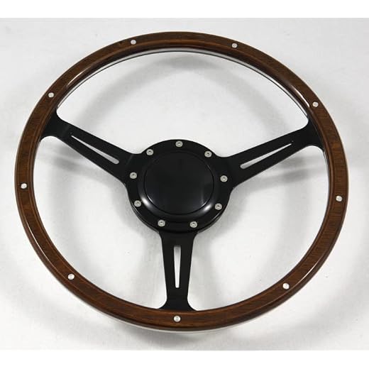 Flashpower 15" Classic 9 bolts Steering Wheel Black Anodized Spoke 9 Rivets with Horn Button