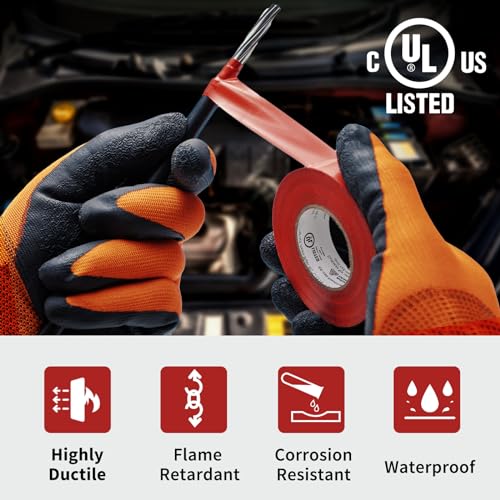Image of Avery Dennison Electrical Tape, 10 Rolls General Use PVC Electric Tape, UL /CSA Listed in x 66 ft Insulating Vinyl Tape for Electrical, Repairs, Automotive and Equipment, EE-100, Red