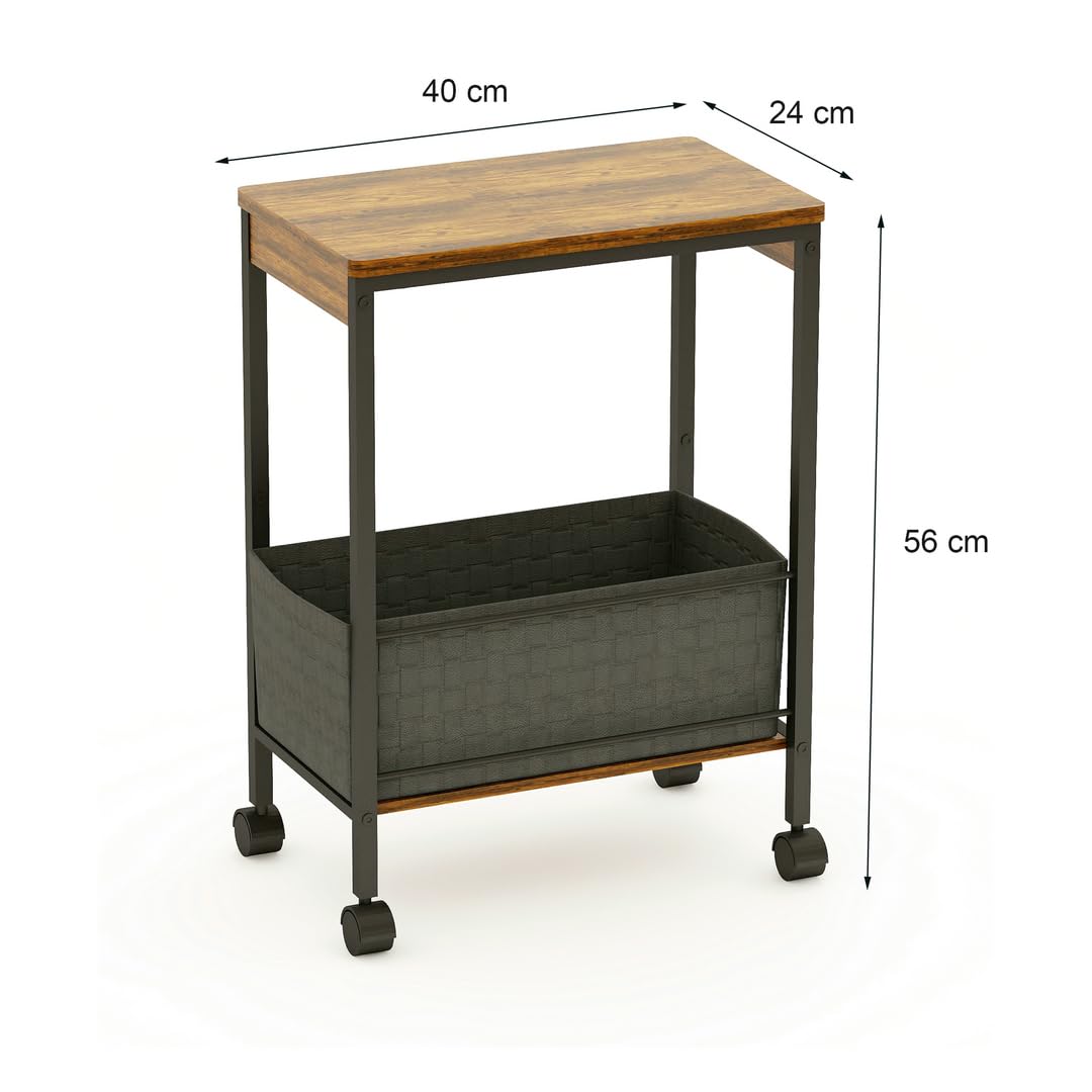 Photo 1 of BAKLAM Rolling End Table with Basket