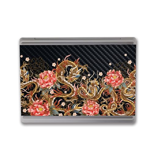 Image of MightySkins Carbon Fiber Skin Compatible with Microsoft Surface Laptop Go 3 (2023) Full Wrap Kit - Stitch Dragons | Protective Durable Textured Carbon Fiber Finish | Made in The USA
