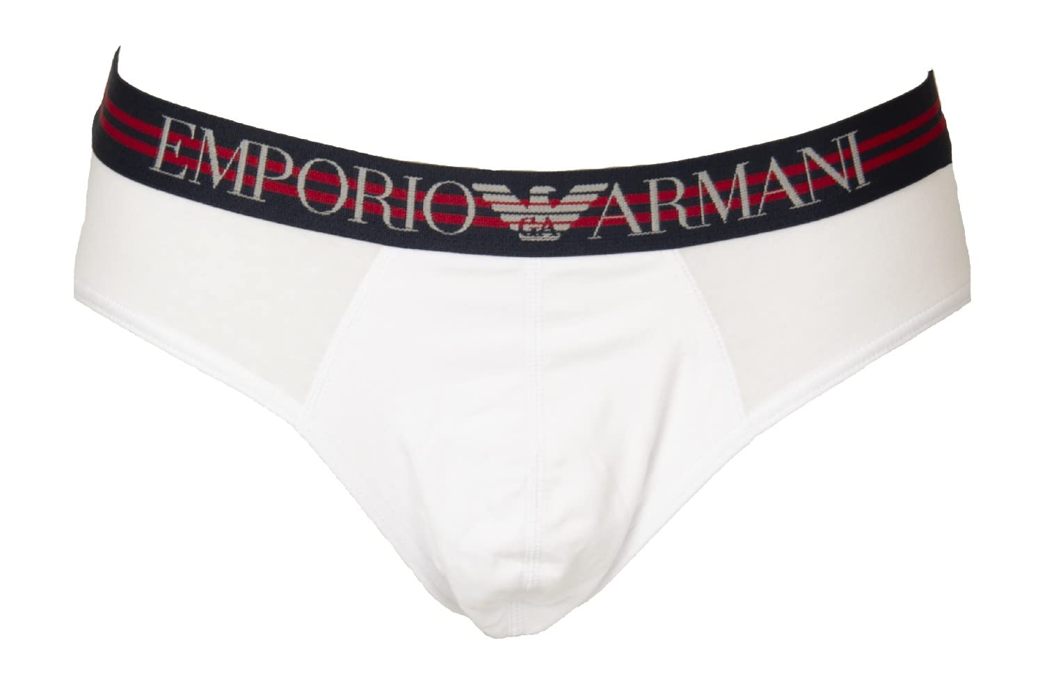Emporio Armani Figi męskie Opakowanie 3 sztuk Elastyczne Majtki Bielizna Bawełna Stretch Artykuł 111734 2F723 Brief, 17236 Marine / Ciliegia / Bianco, S