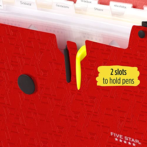 Five Star 13-Pocket Expanding File Organizer, Plastic Expandable File Folders With Pockets And Tab Inserts, Holds 8-1/2" X 11", Bungee Closure, Color Will Vary (35144) #TOP6